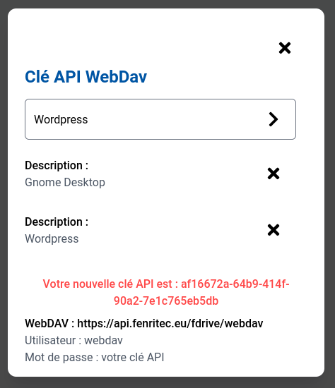 Créer identifiant WebDAV