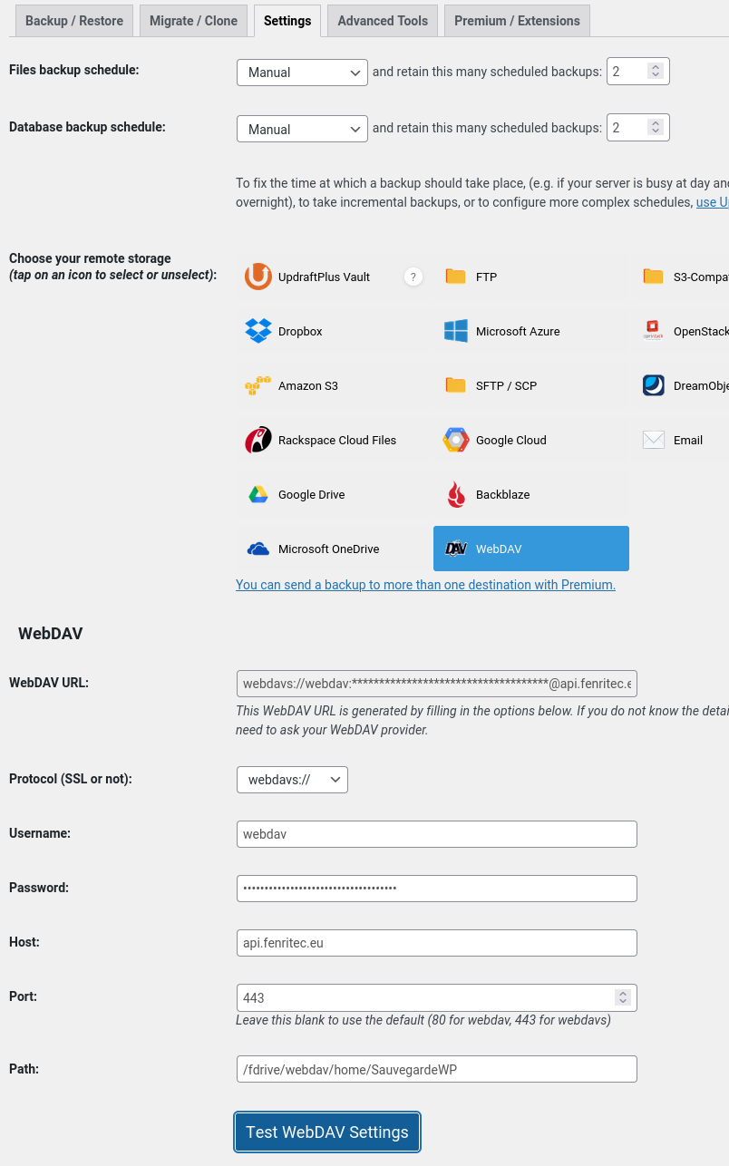 Configurer WebDAV